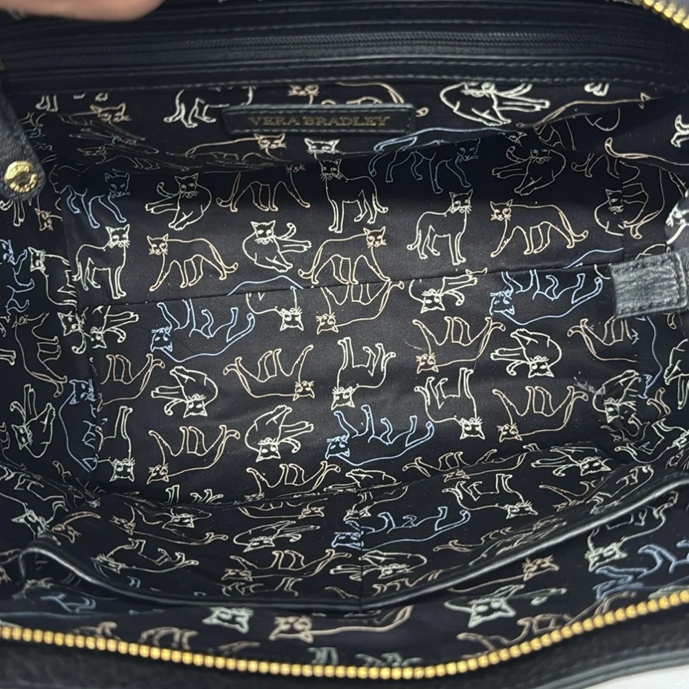 Vera Bradley Stella Mini Satchel Women's Leather Cheetah Black Shoulder Bag -New